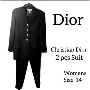 CHRISTIAN DIOR VINTAGE BLACK PANTS SUIT WOMENS SIZE 14